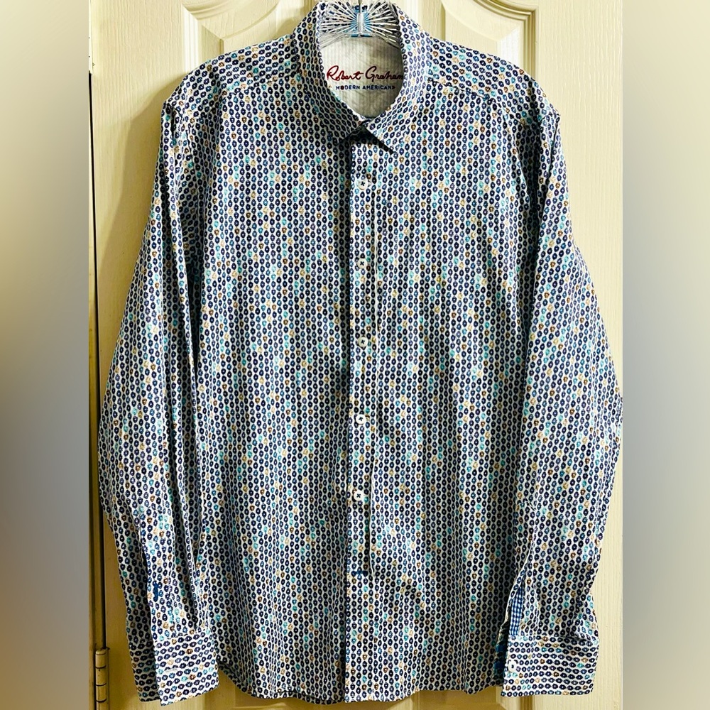 Robert Graham Designer Mens Modern American Long Sleeve Button Up Shirt Large